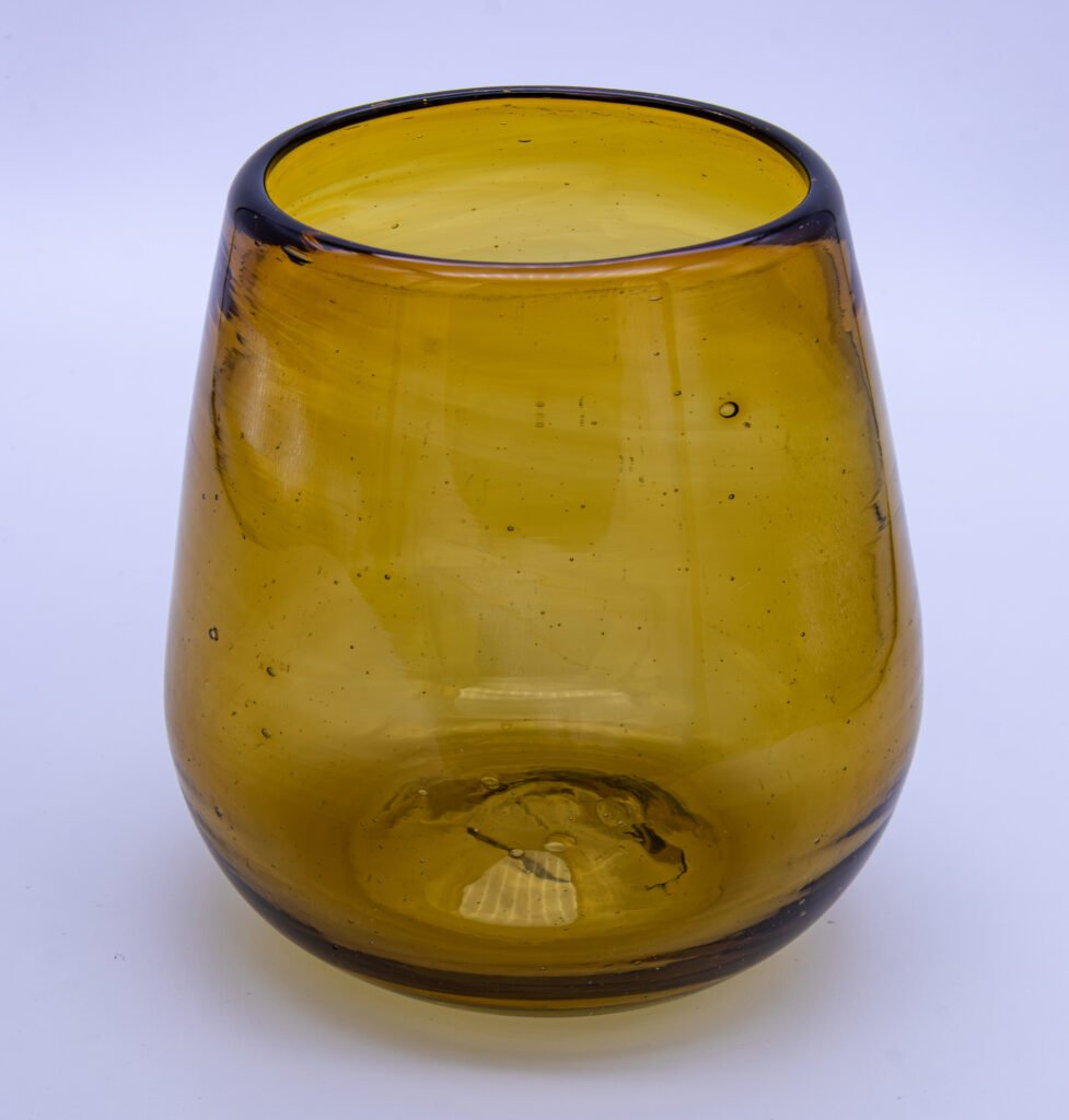 Vaso Stemless Ámbar de vidrio soplado 8 x 10 cm - Evelia Home & Living
