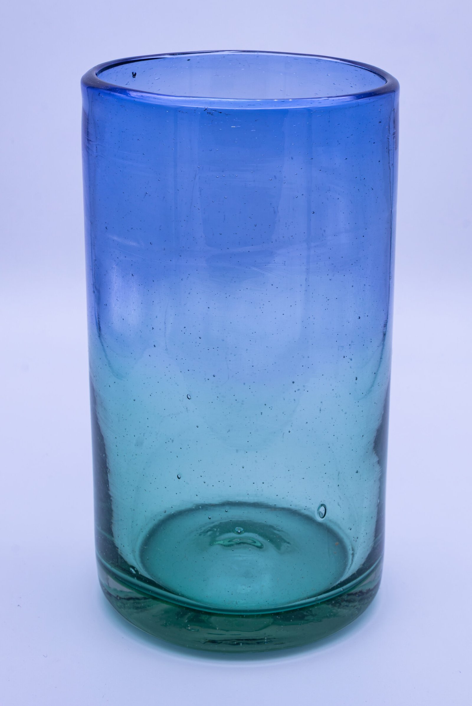 Vaso recto azul turquesa de vidrio soplado 8 x 16 cm